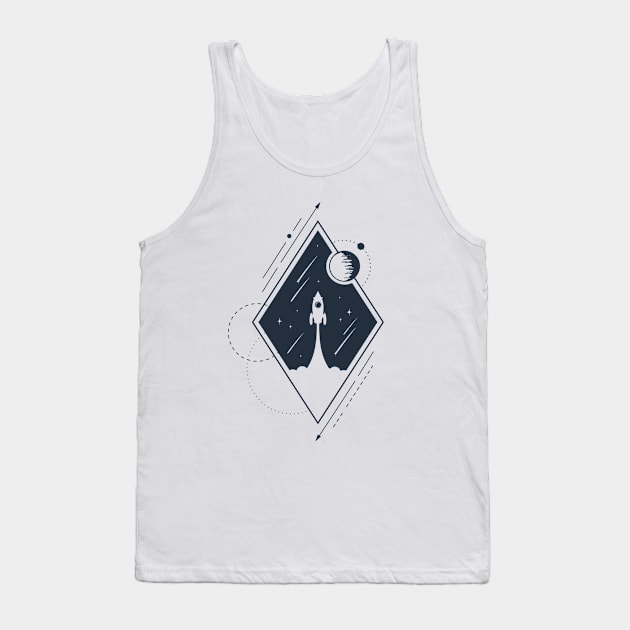 Rocket In Space. Double Exposure. Geometric Style Tank Top by SlothAstronaut